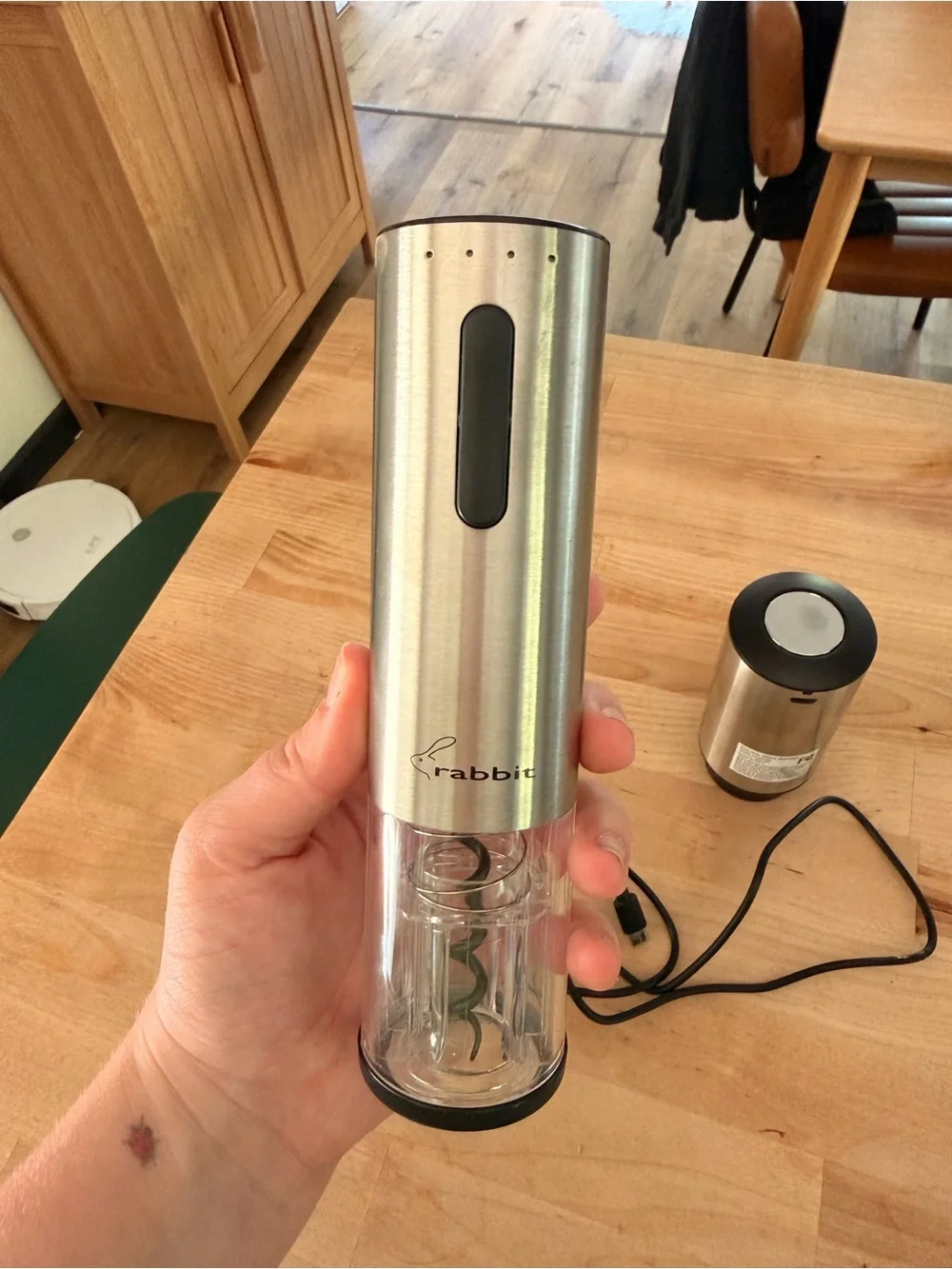 Rabbit Stainless Steel Electric Wine Opener and Pump - Silver- Like New